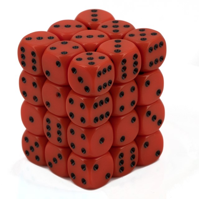 Satt orange / schwarz 12mm W6 Würfel Set (36 Würfel)