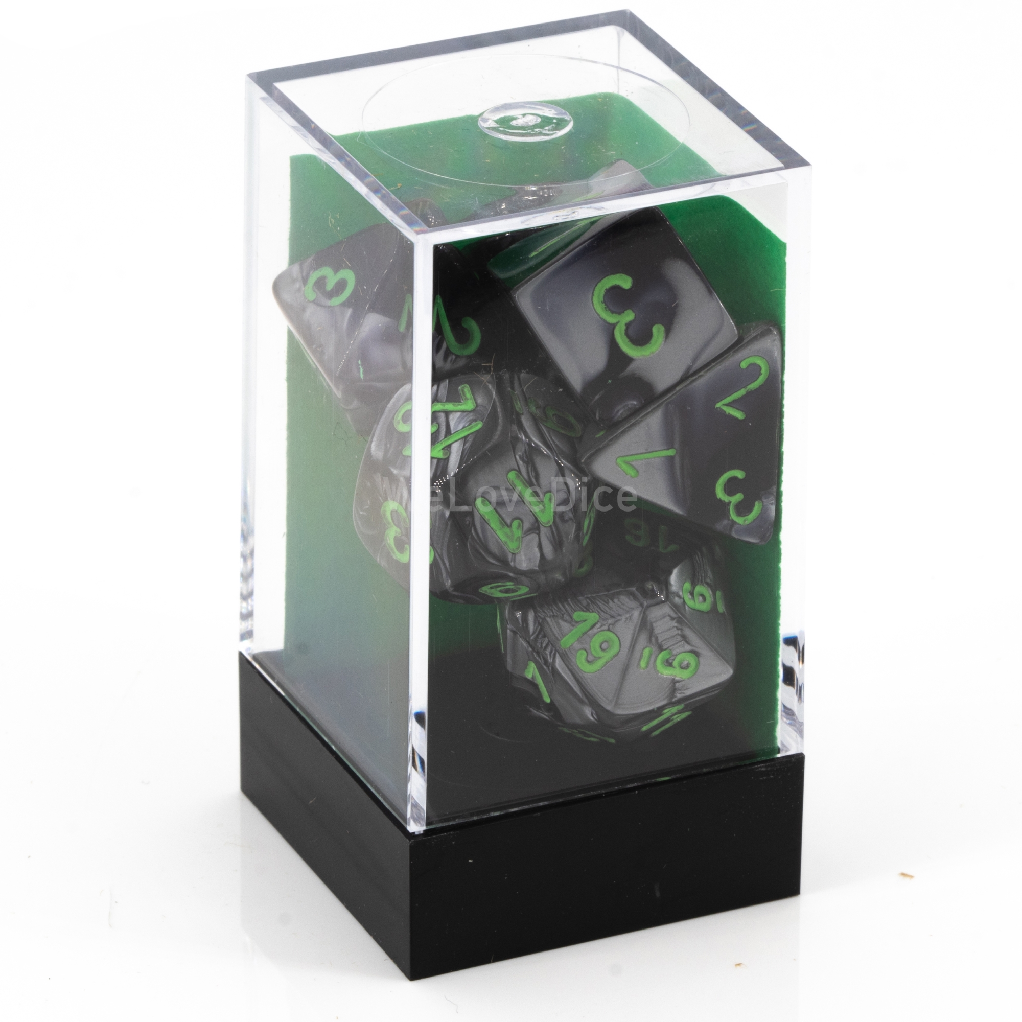 Gemini® Polyhedral Schwarz-Grau / grün 7-Würfel Set