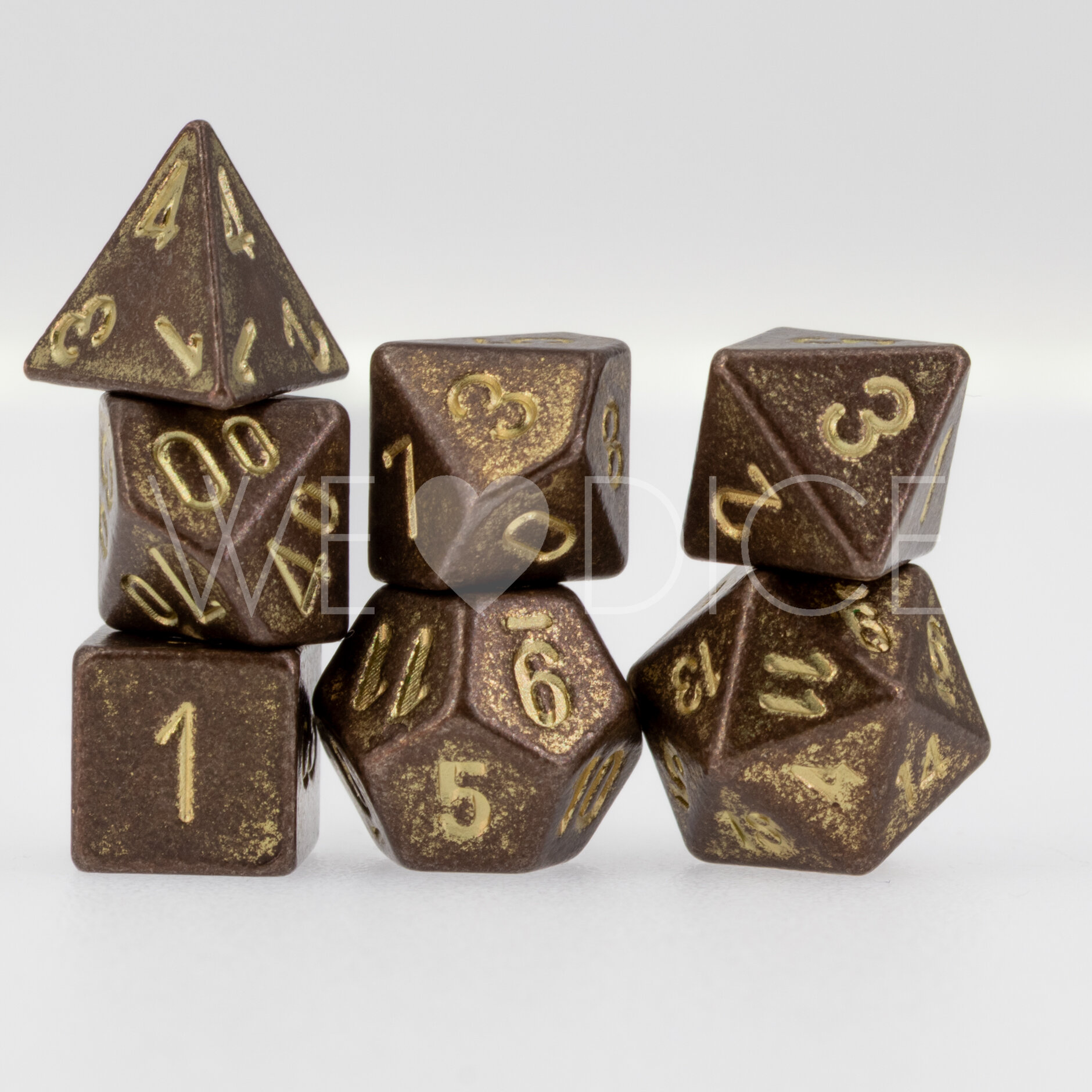 Mini-Metall dice  - Dwarven Gold - 7  Pcs set