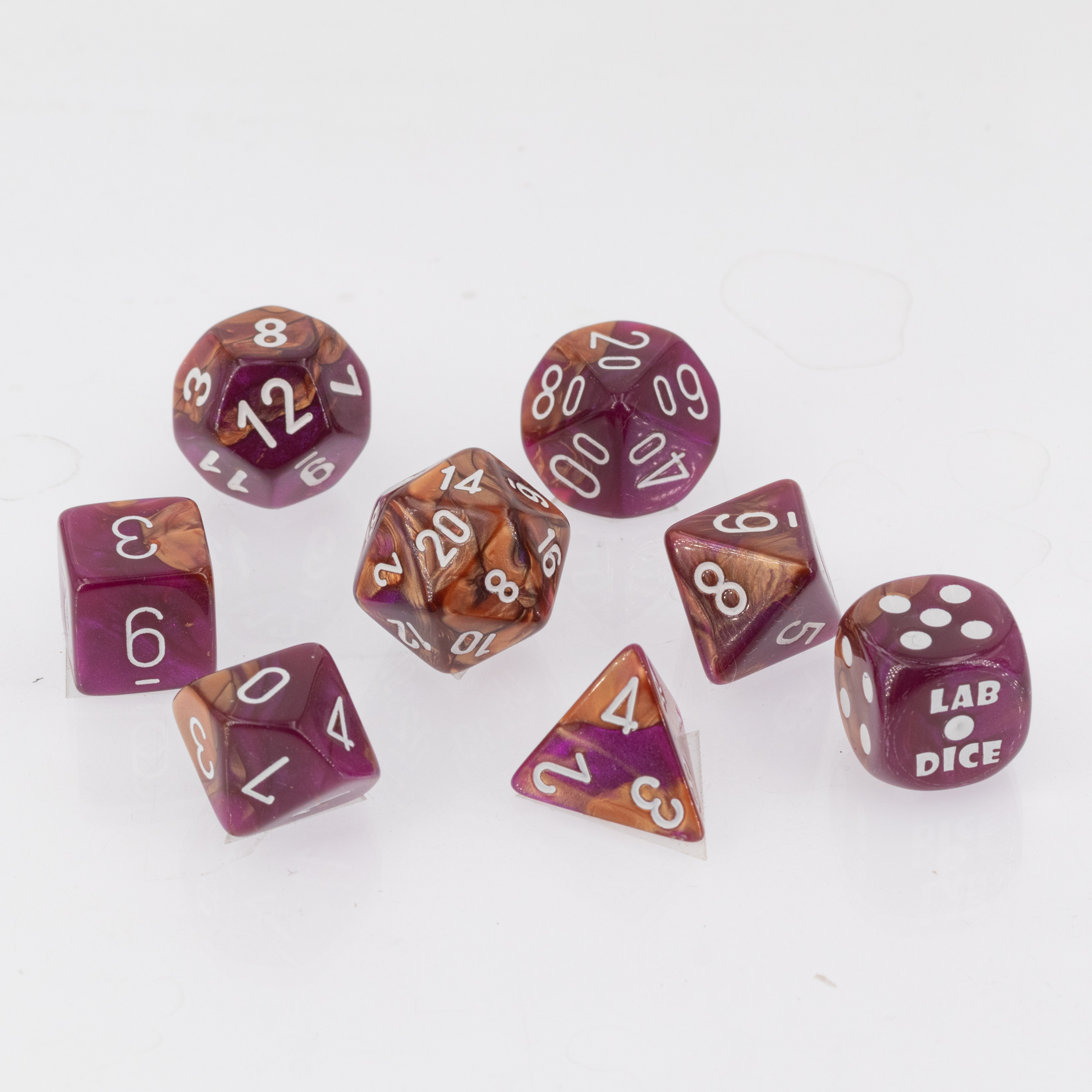 LabDice Gemini® Copper-Purple/white  Set 8 Stück