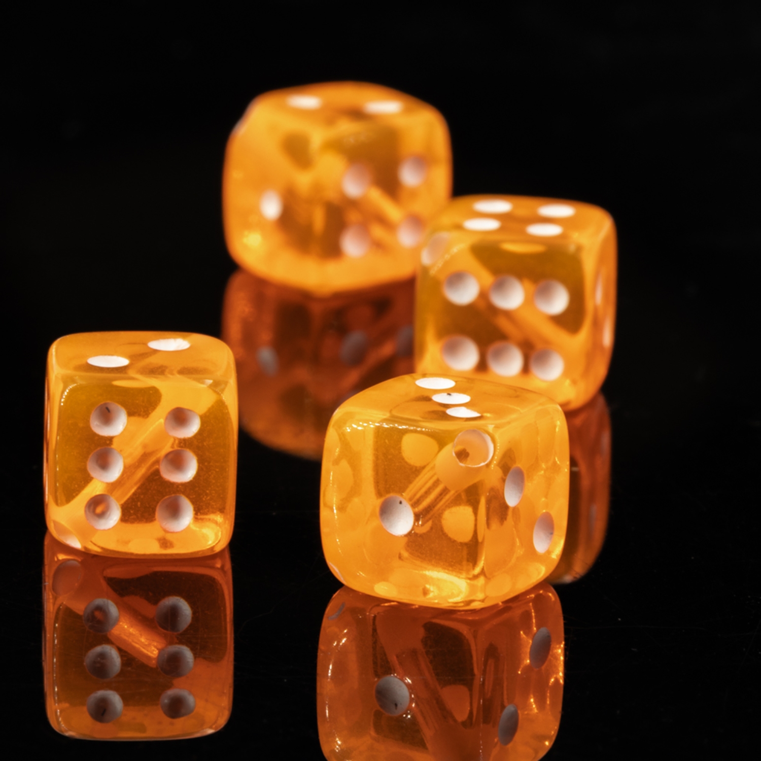  5mm Dice bead - neon orange / white Translucent, in