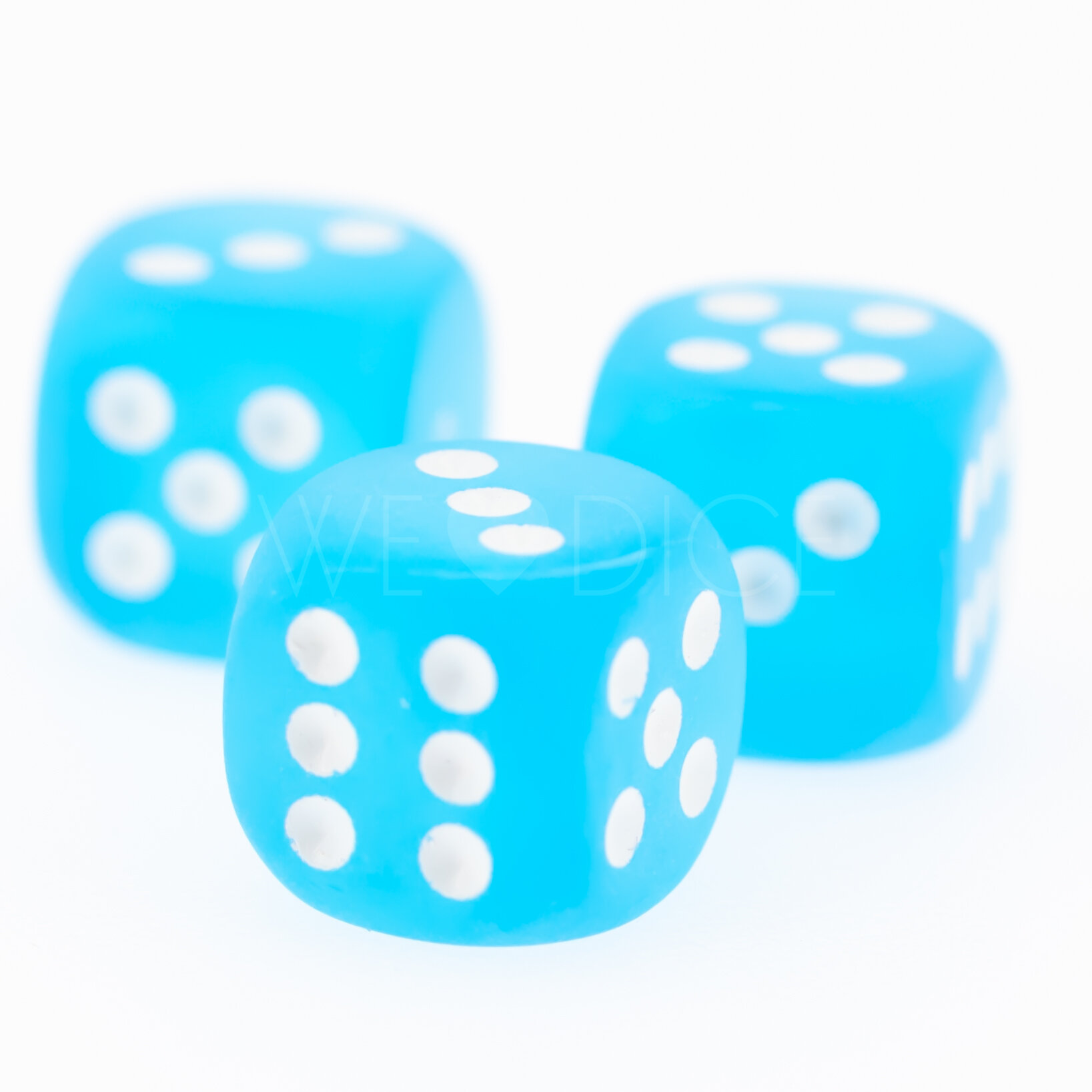 Frosted Karibikblau / Weiß 12mm W6 Würfel mit Punkten (1 Stück)