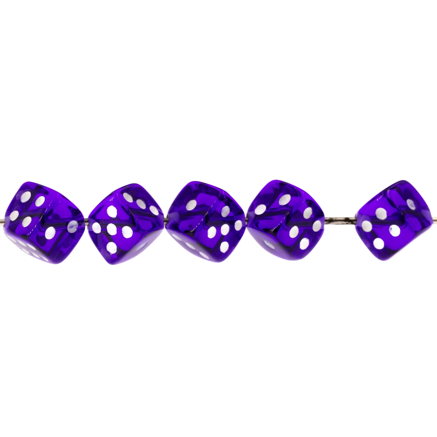  5mm Dice bead - purple / white Translucent, in