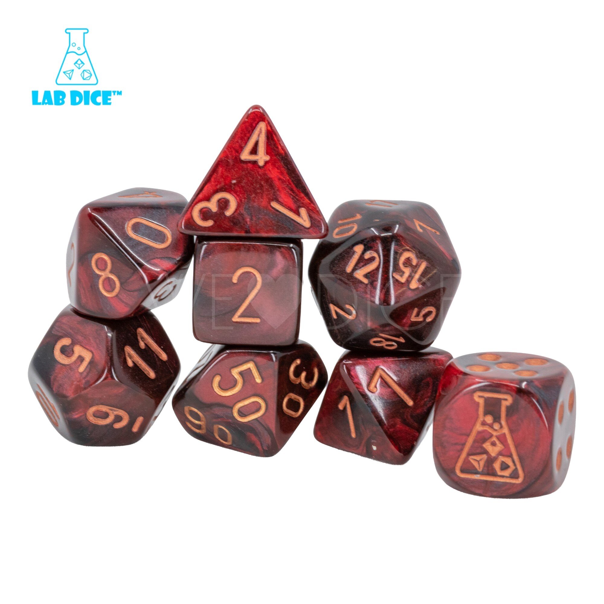 LabDice Lustrous  Gothic / copper  Set 8 Stück