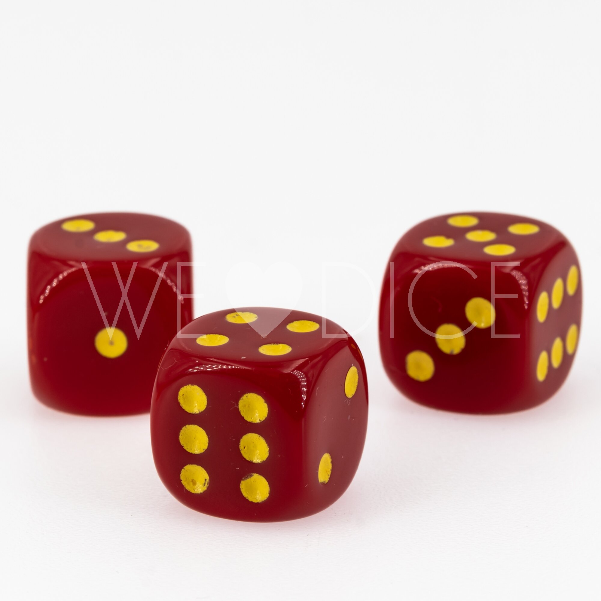 16mm  D6 Dice in red / yellow Opaque
