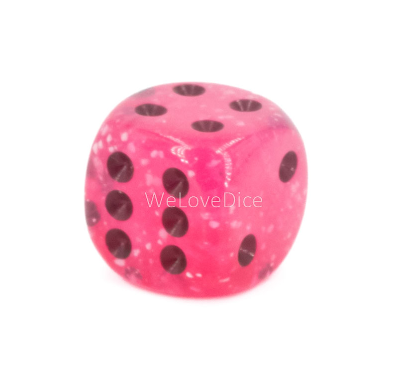 16mm  D6 Dice in pink / black