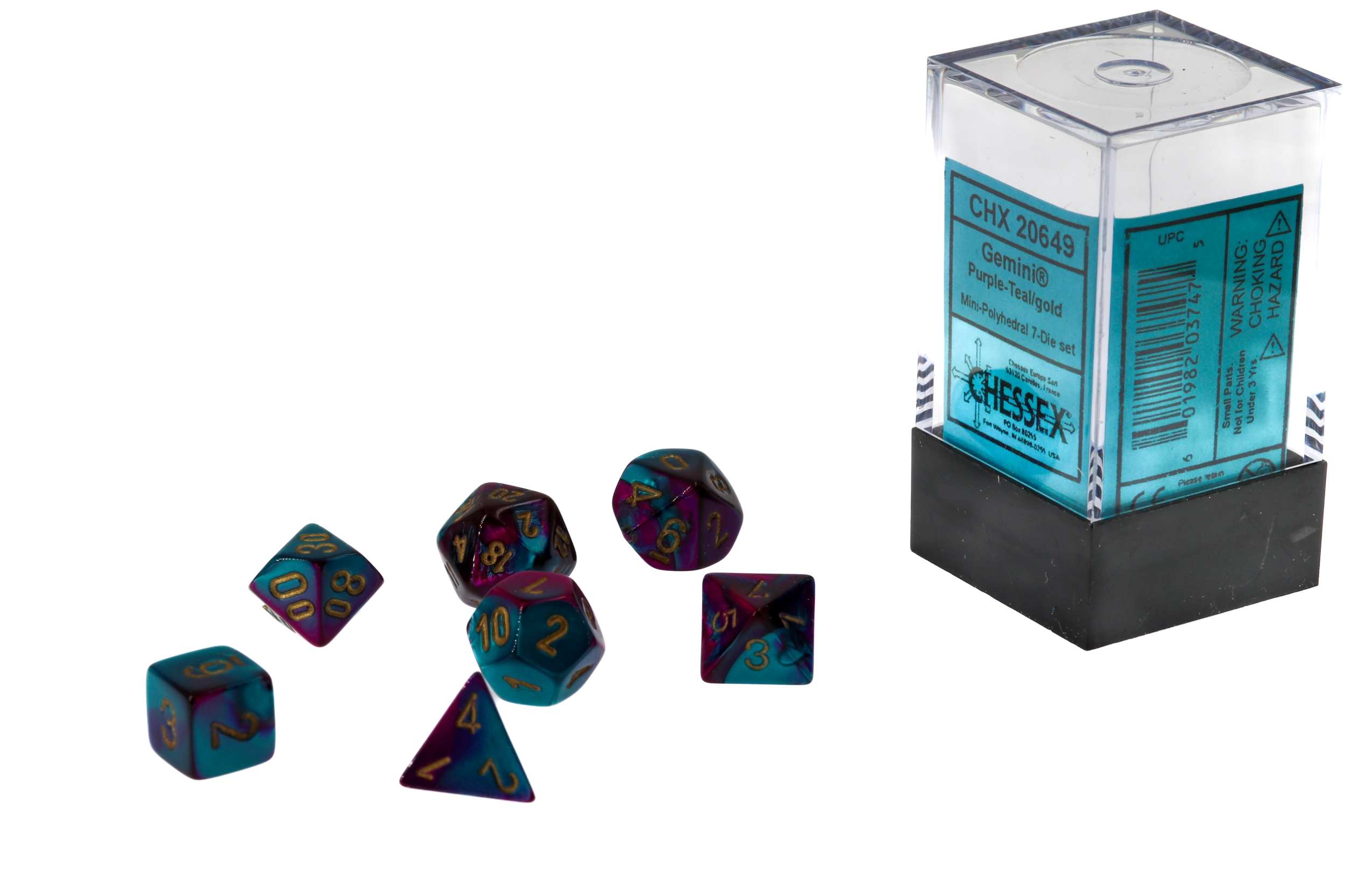 Gemini® Mini-hedral Polyhedral Purple-Teal / gold 7-DieSet