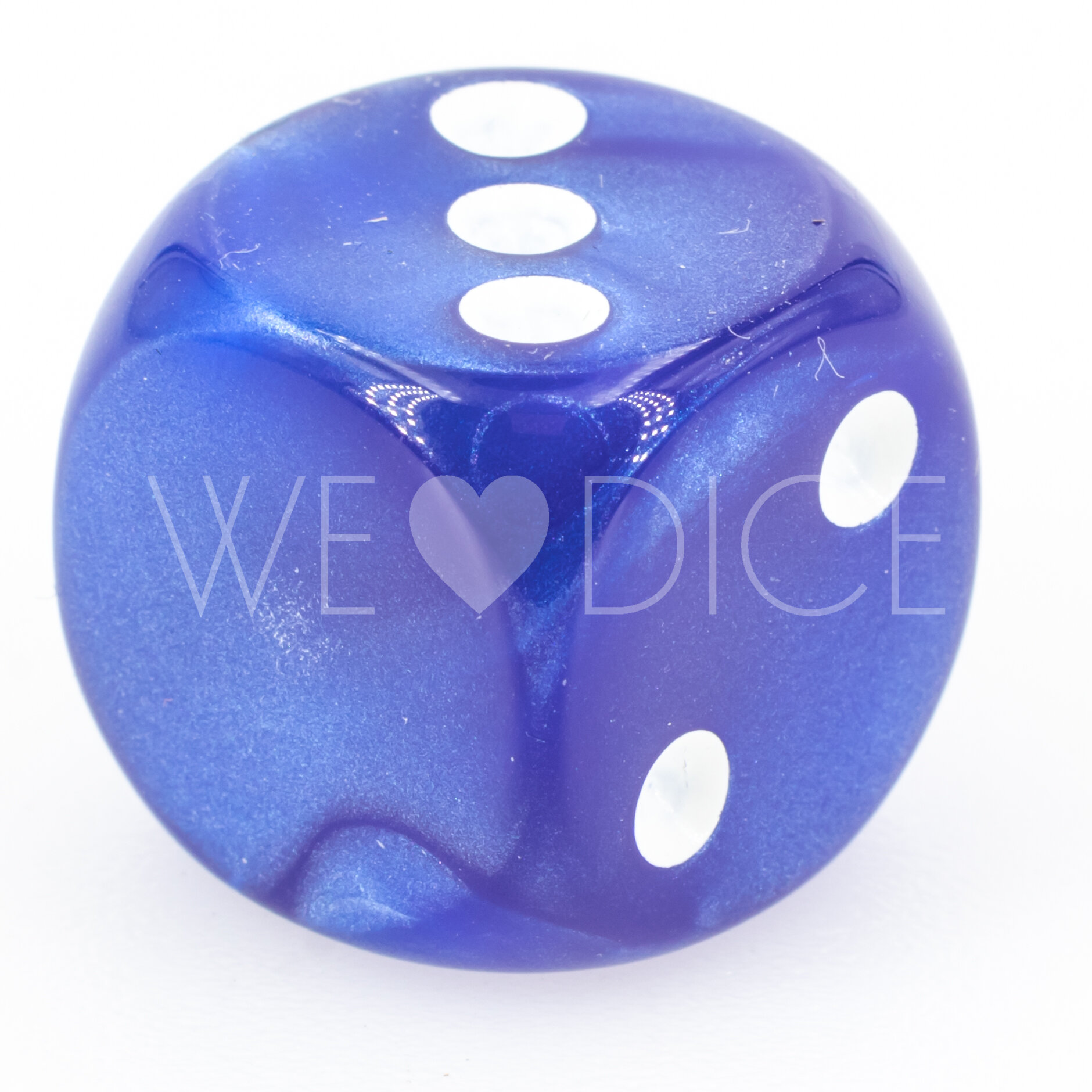 16mm Dice in blue / white Silk no "6"