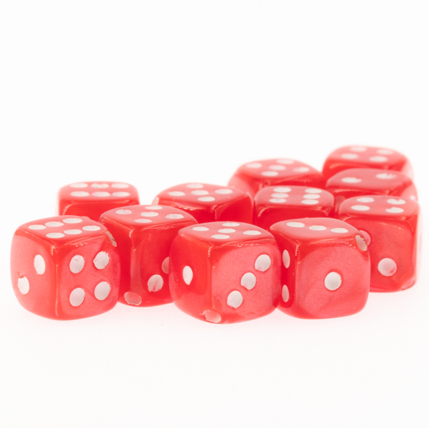  5mm Dice bead - red / white Silk, in