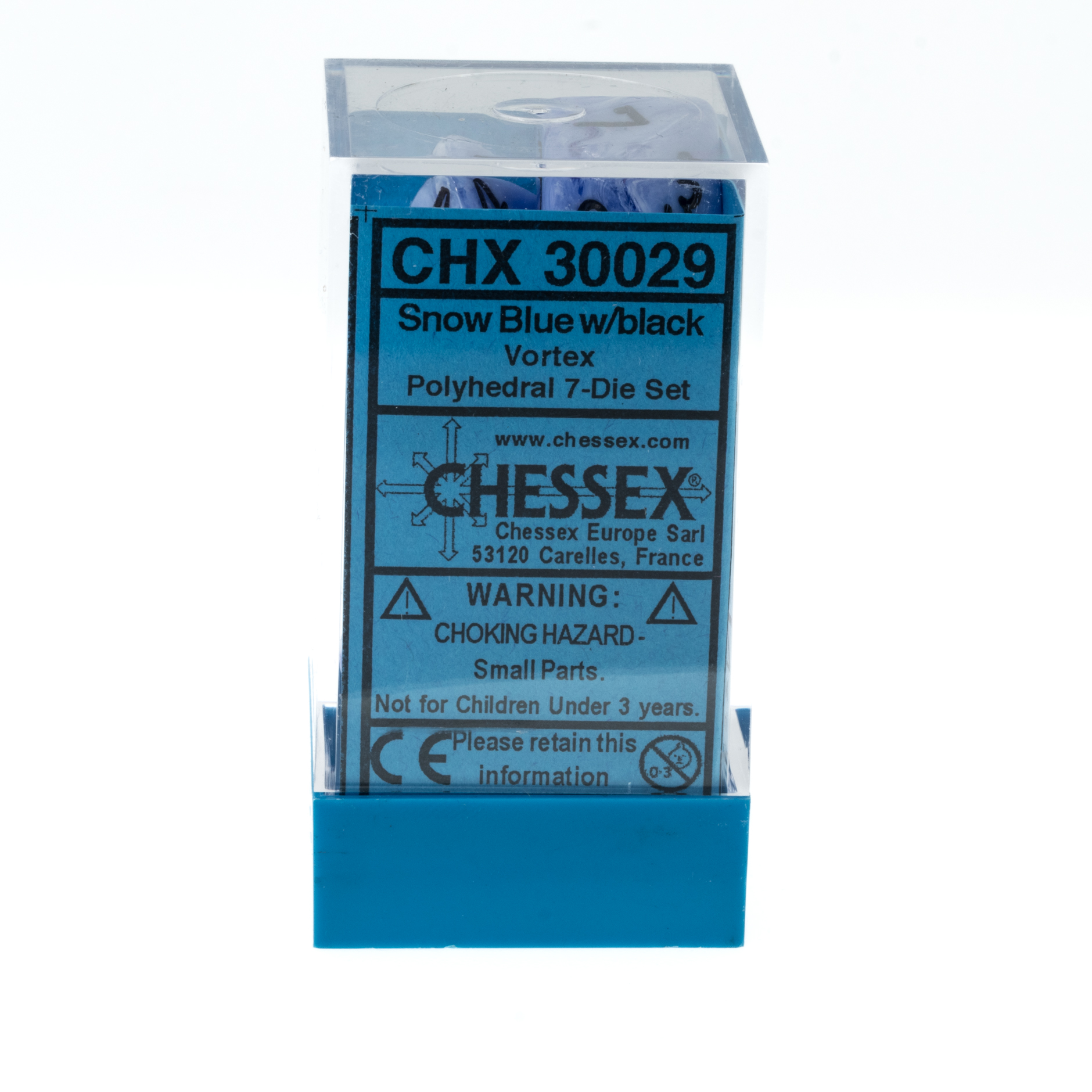 LabDice Vortex® Snow Blue w/ black  Set 7 Stück