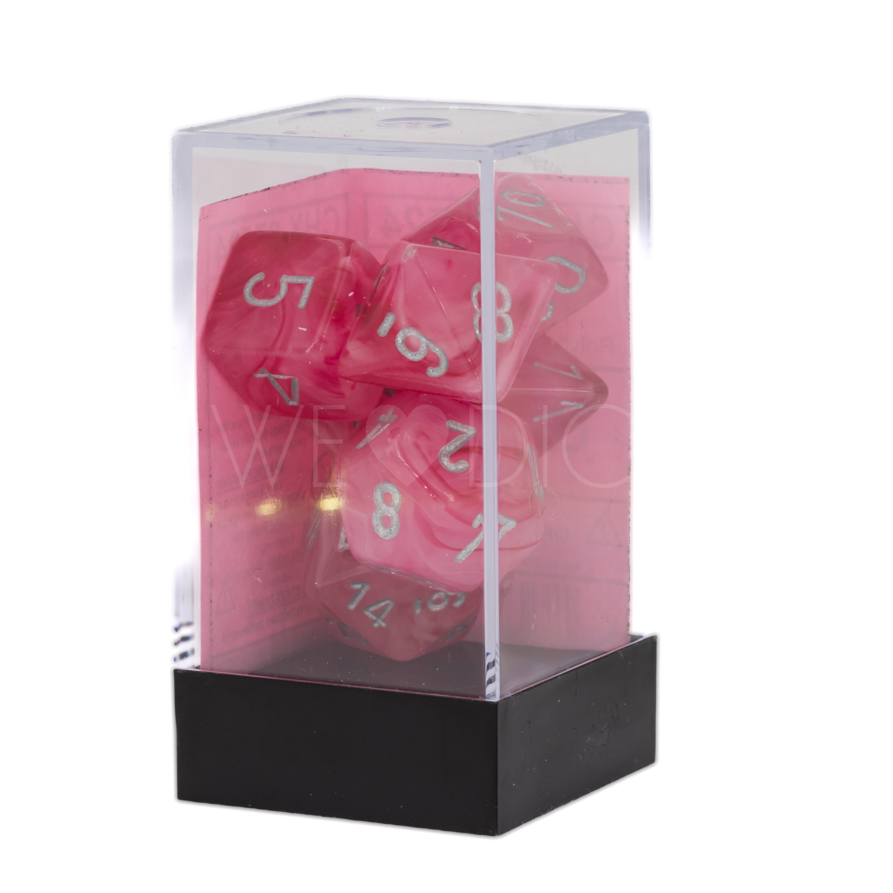 Ghostly Glow™ Polyhedral pink / silber 7-Würfel Set