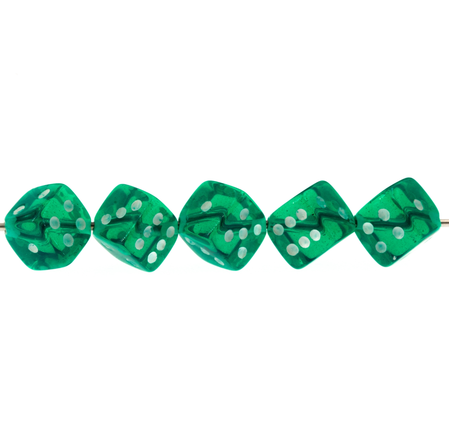  5mm Dice bead - green / white Translucent, in