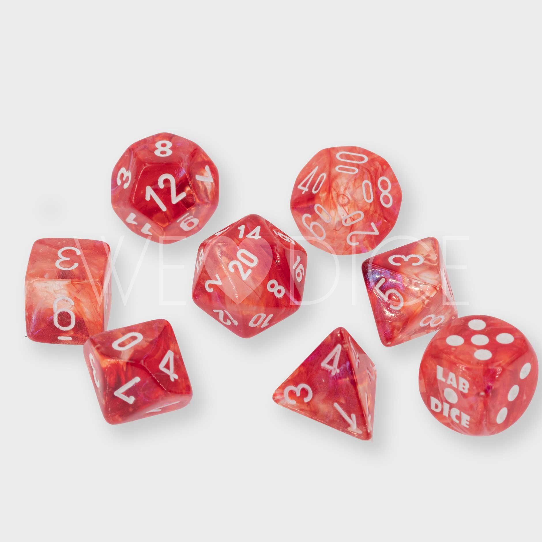 PRE ORDER LabDice Borealis®, Luminary™ Passion™ / white  Set 8 Stück