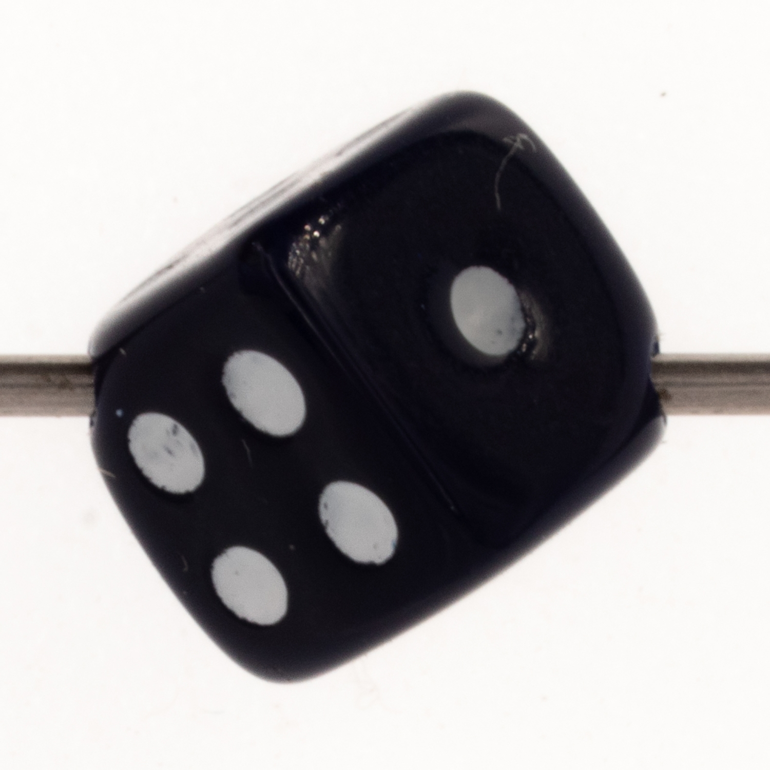  5mm Dice bead - dark blue / white Opaque, in