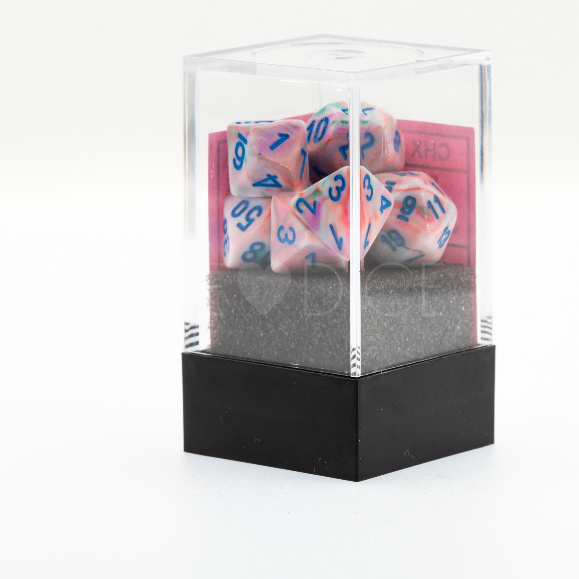 Mini-hedral Festive® Polyhedral Pop Art / blau 7-Würfel Set