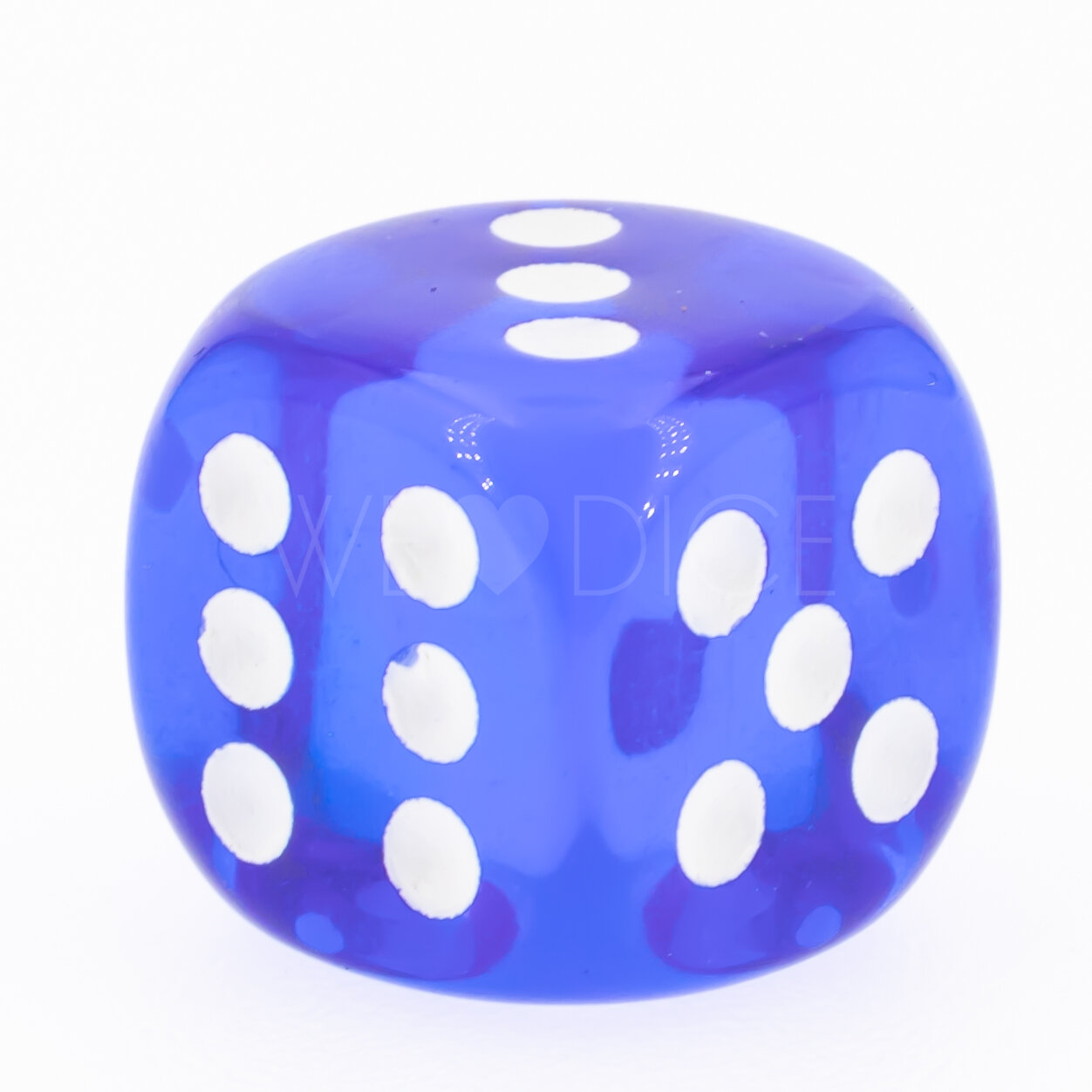 Transparent Blau / weiß 12mm W6 Würfel mit Punkten (1 Stück)