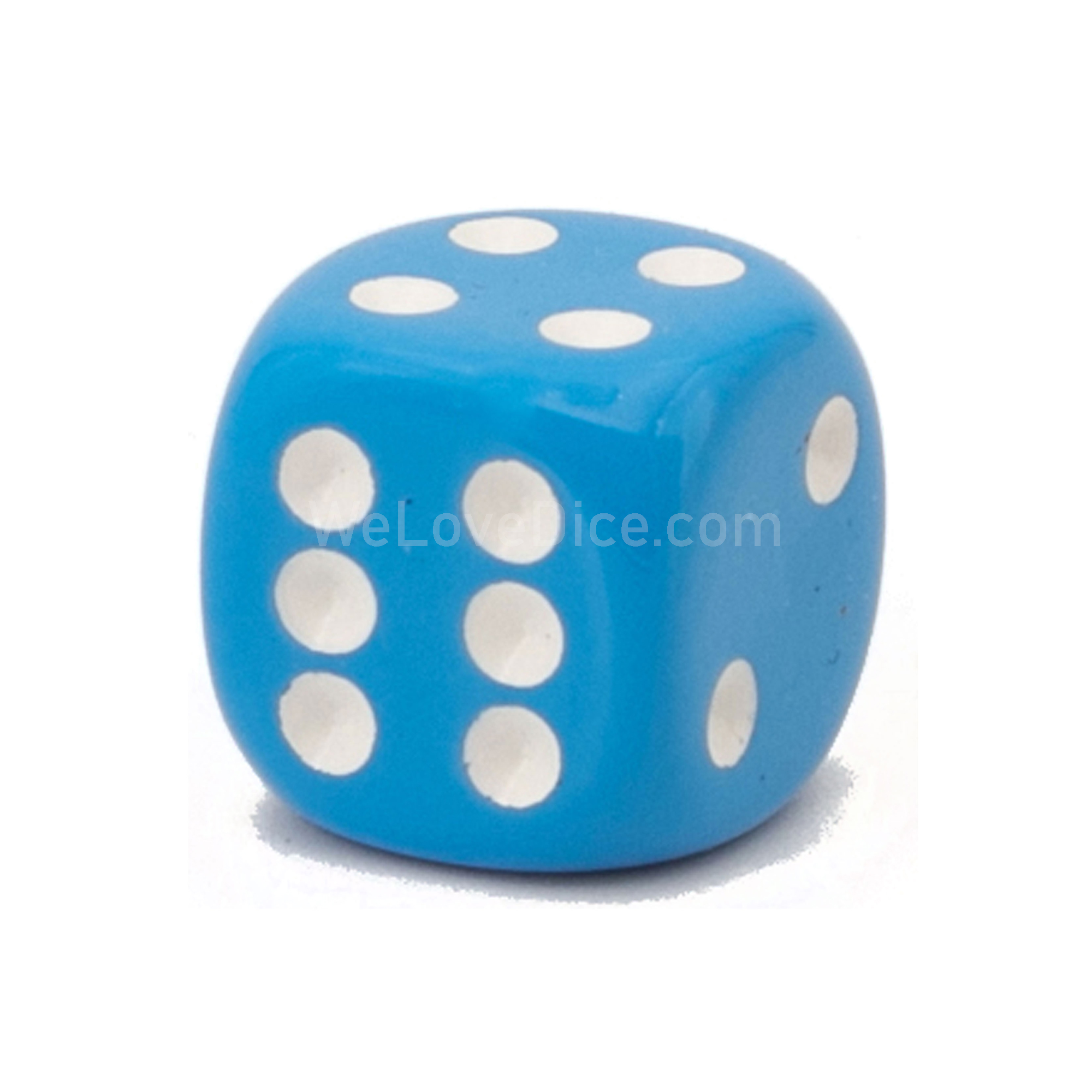 8mm  D6 Dice in light blue / white Opaque