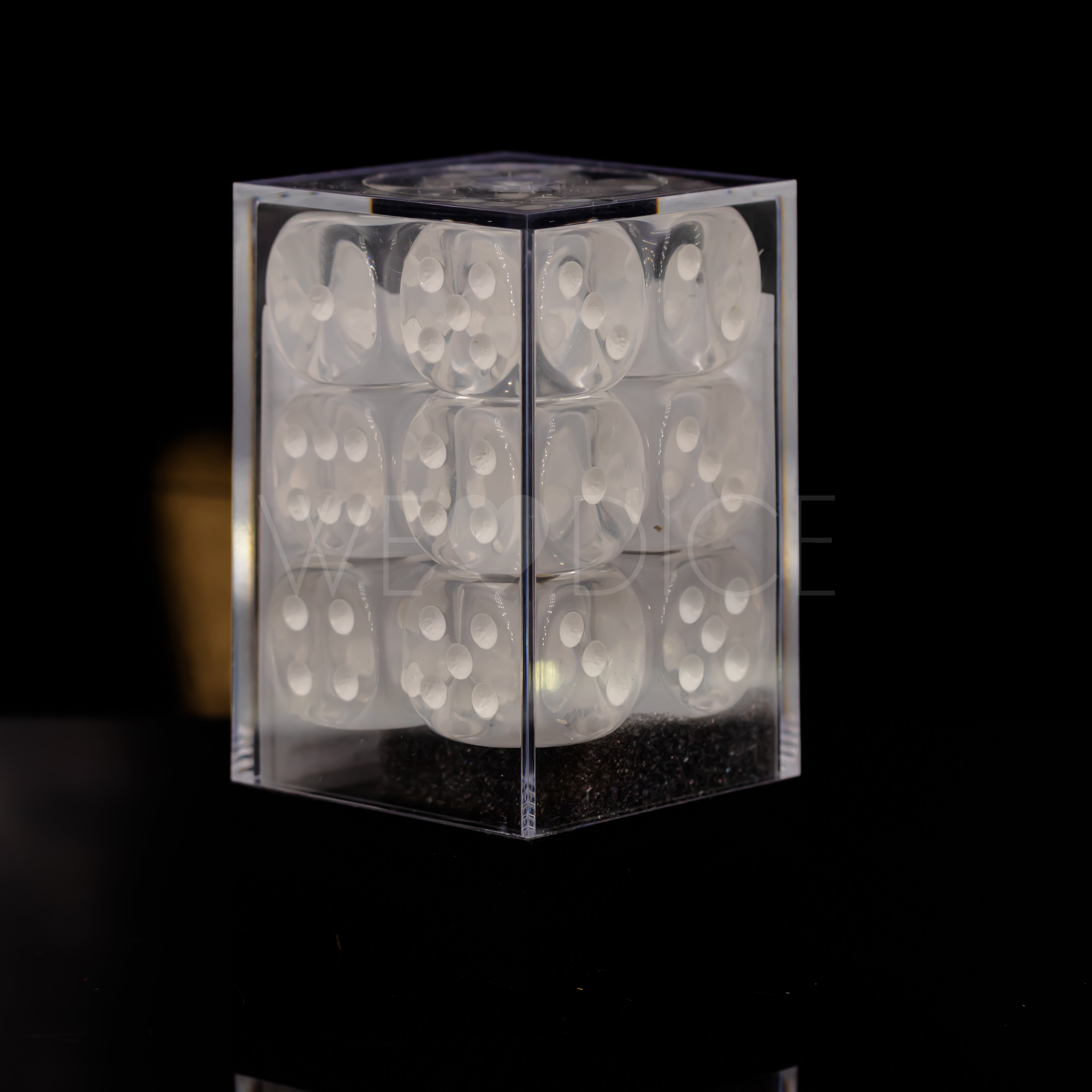 Transparent Clear / weiß 16mm W6 Würfel Set (12 Würfel)