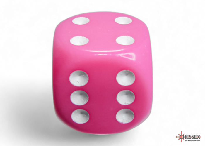 Satt rosa / weiß 16mm W6 Würfel Set (12 Würfel)