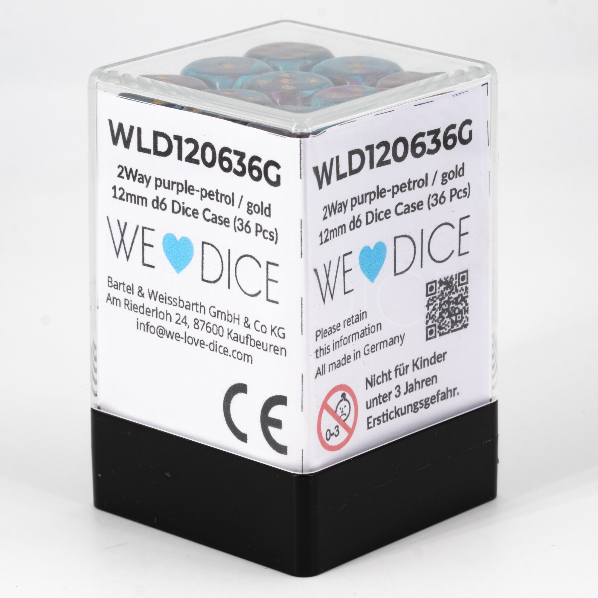 Gemini® 2ton Lila-Blaugrün / gold 12mm W6 Set (36 Stück)