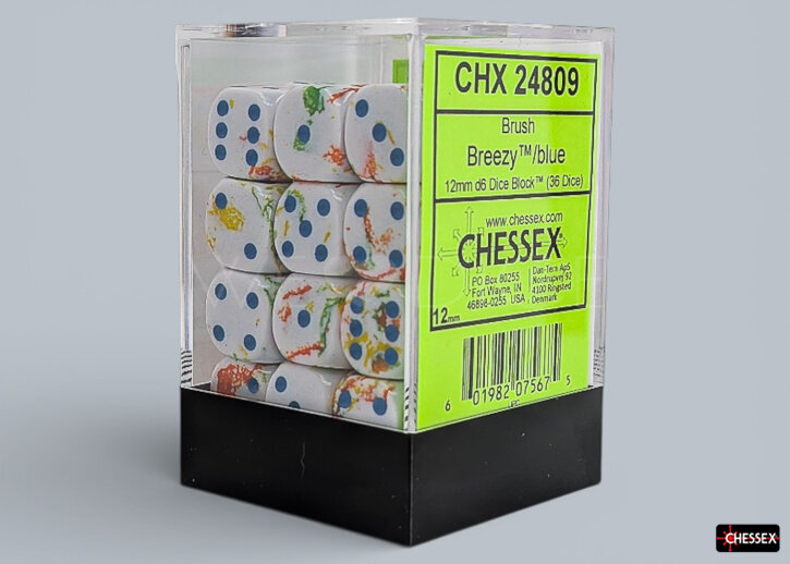 Brush™ Breezy™ / blue 12mm W6 Würfel Set (36 Würfel)