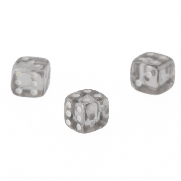 5mm  D6 Dice in grey / white Translucent