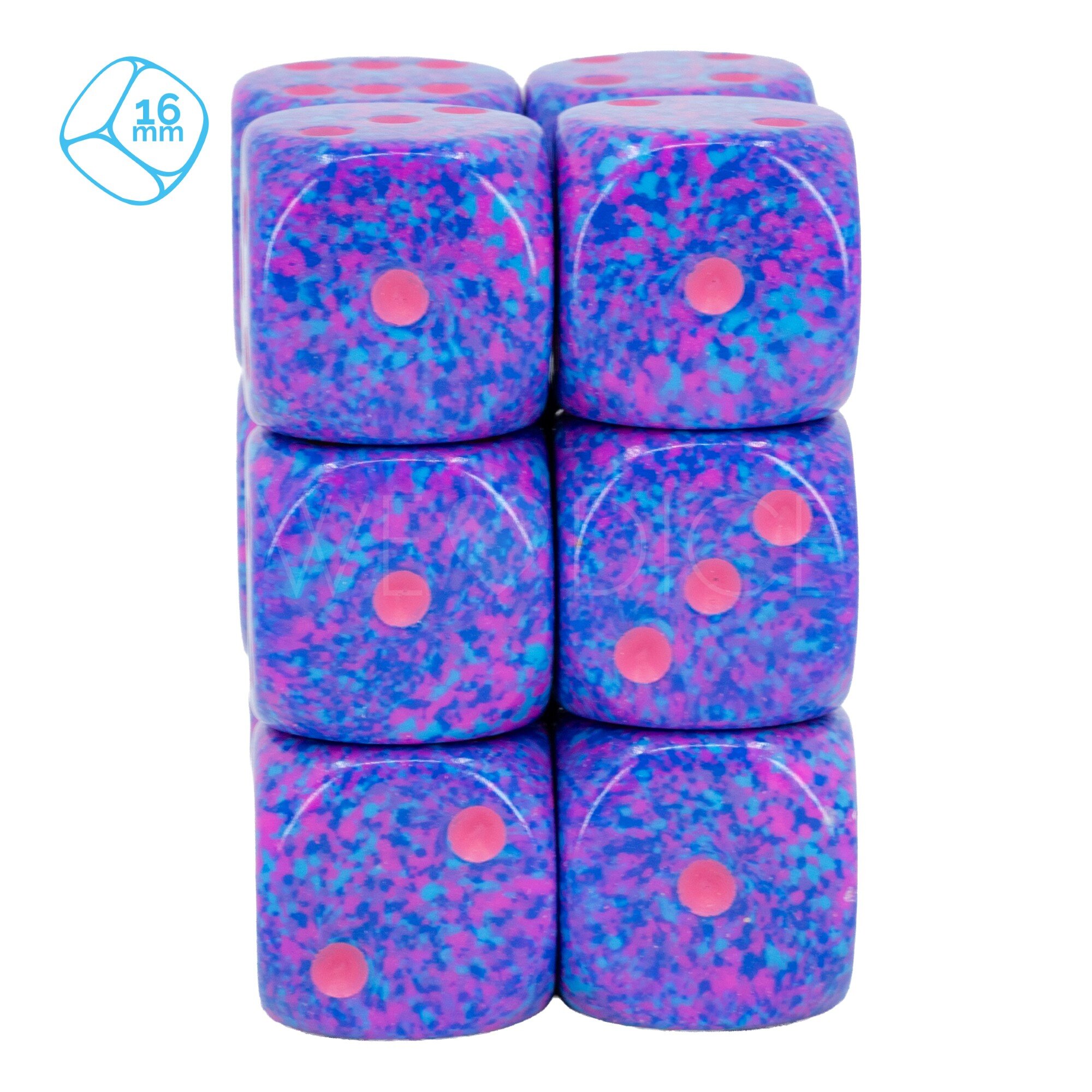 Speckled®, gesprenkelt Purple Passion / Pink 16mm W6 Würfel Set (12 Würfel)