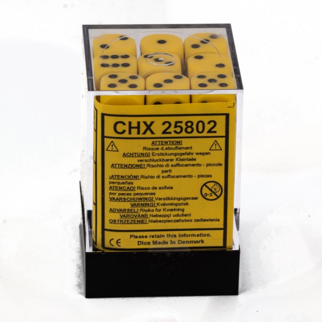 Satt gelb / schwarz 12mm W6 Würfel Set (36 Würfel)