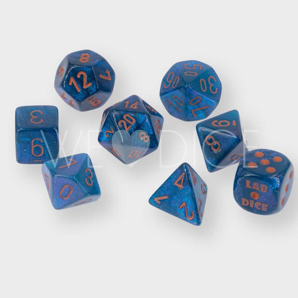 PRE ORDER LabDice Borealis® Midnight™/copper  Set 8 Stück