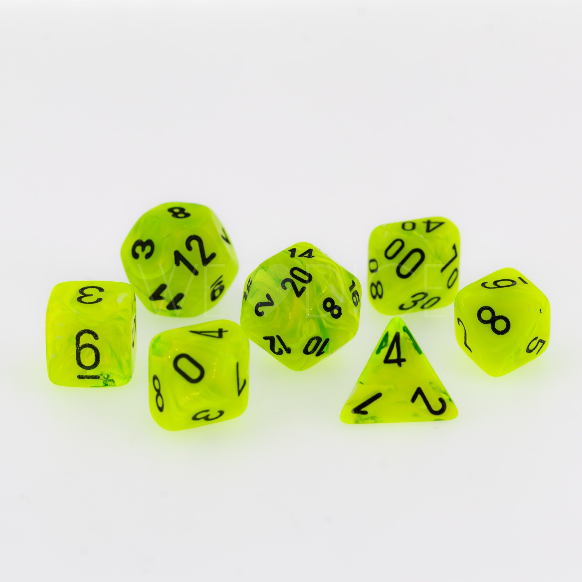 Vortex® Mini-hedral Polyhedral Bright Green / black 7-DieSet