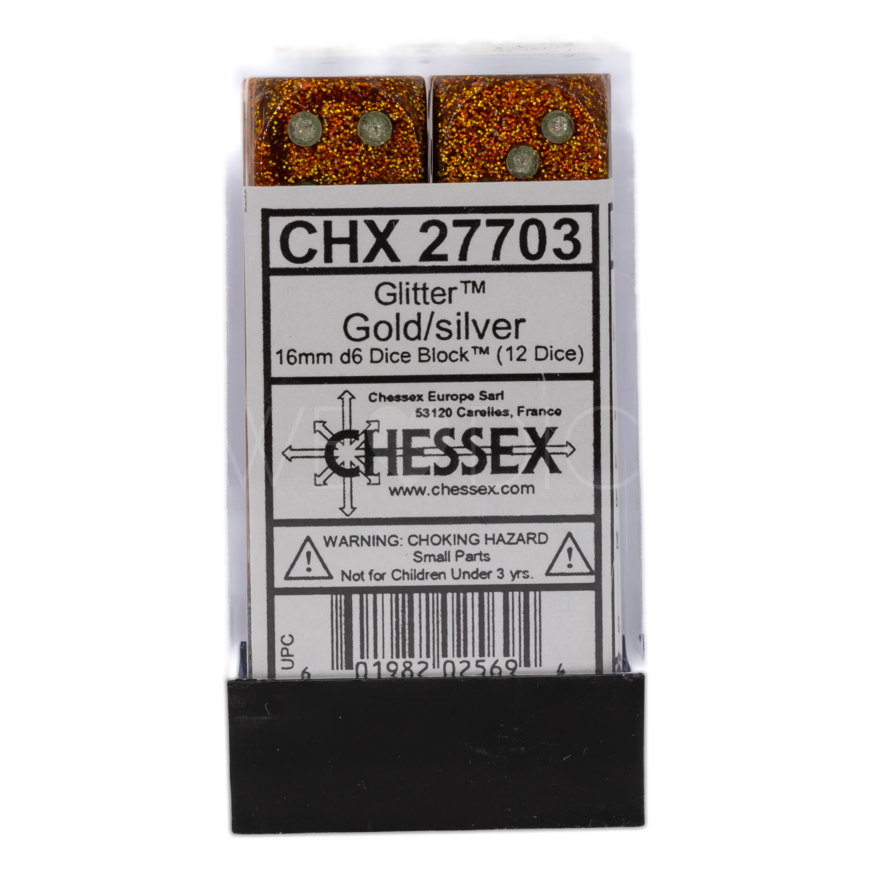 Glitter Gold / silber 16mm W6 Würfel Set (12 Würfel)
