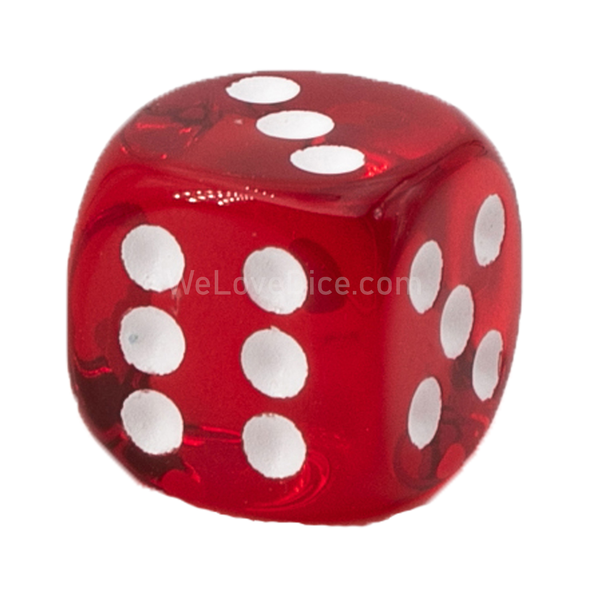 22mm W6 Würfel in rot transparent / weiß