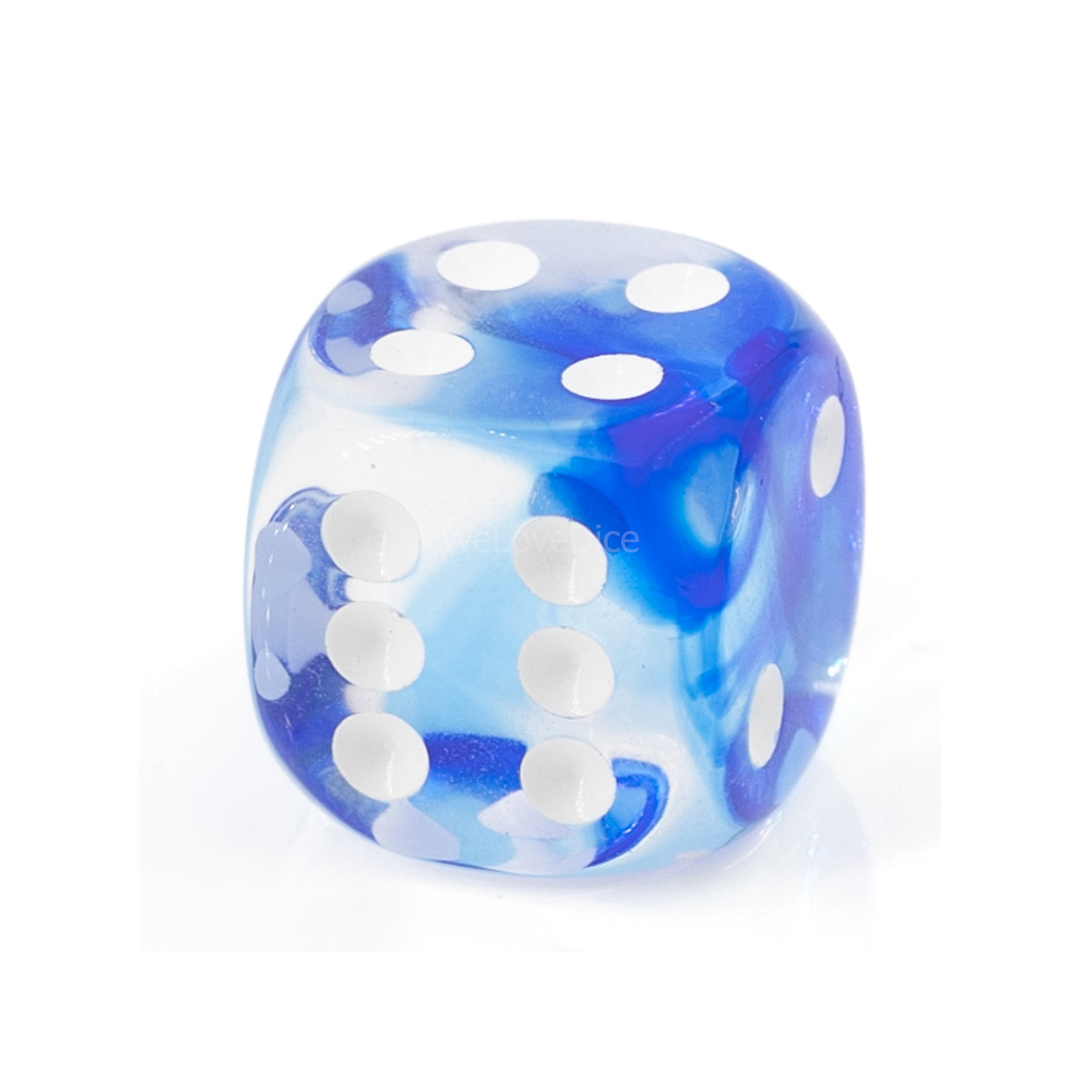 16mm  D6 Dice in translucent blau / wite 2-way