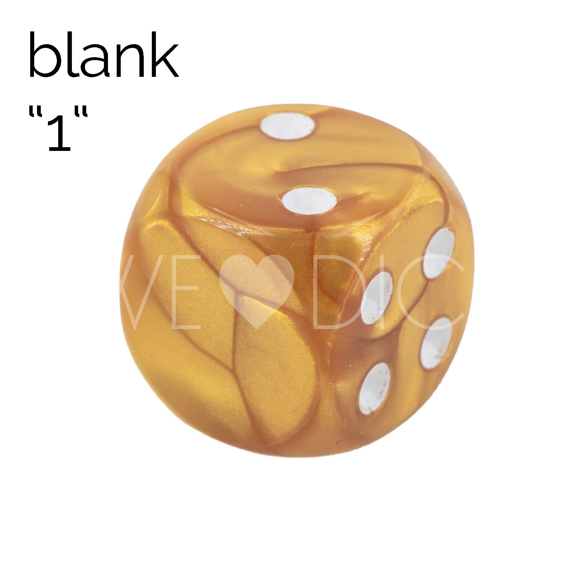16mm Dice in golden yellow / white Silk no "6"
