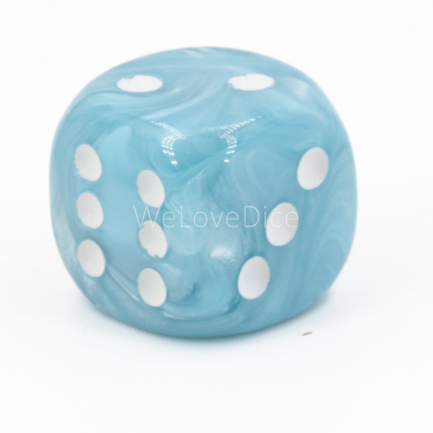14mm  D6 Dice in cloud blue / white Marbled