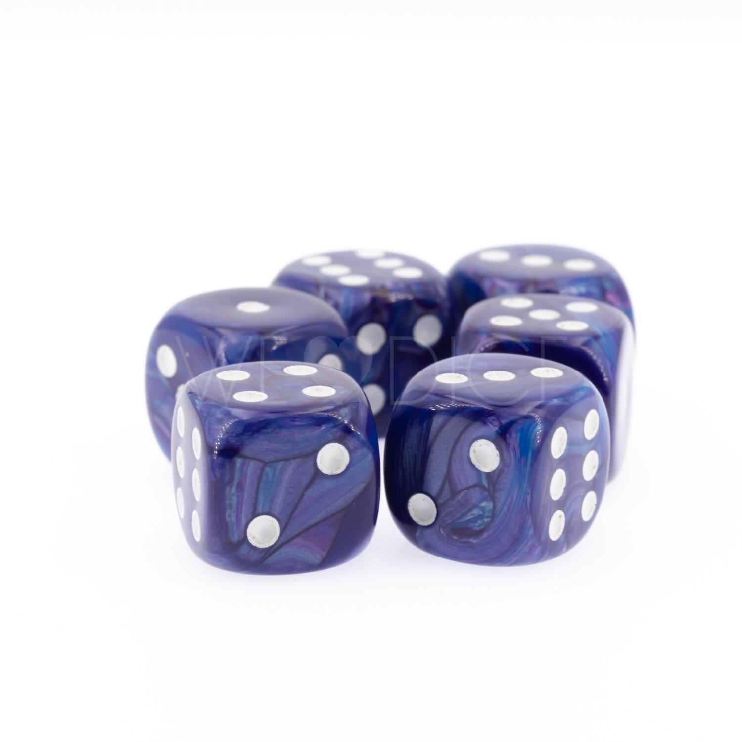 16mm W6 Würfel in Nachthimmel blau / weiss
