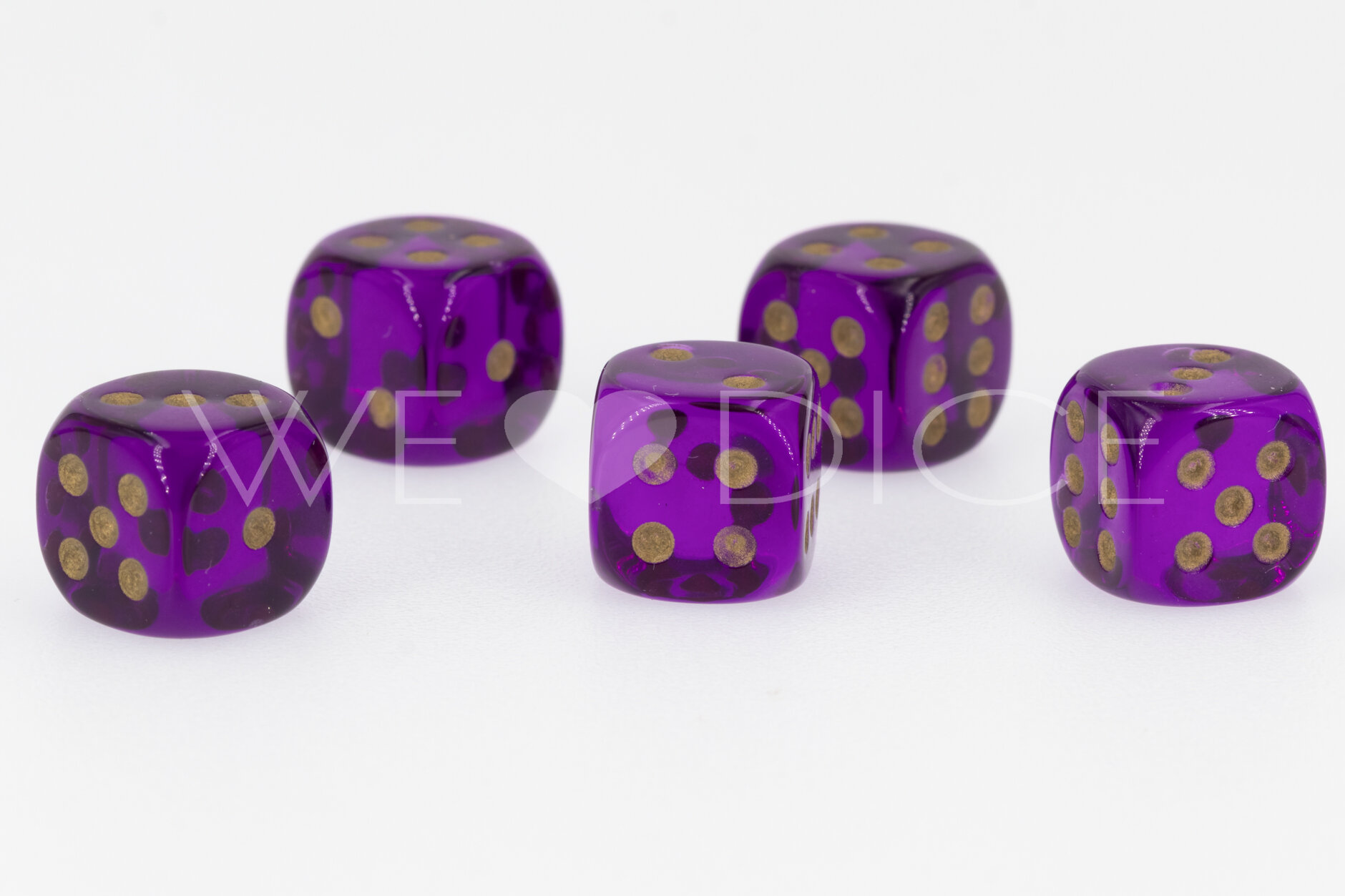 12mm Würfel in lila / gold Transparent