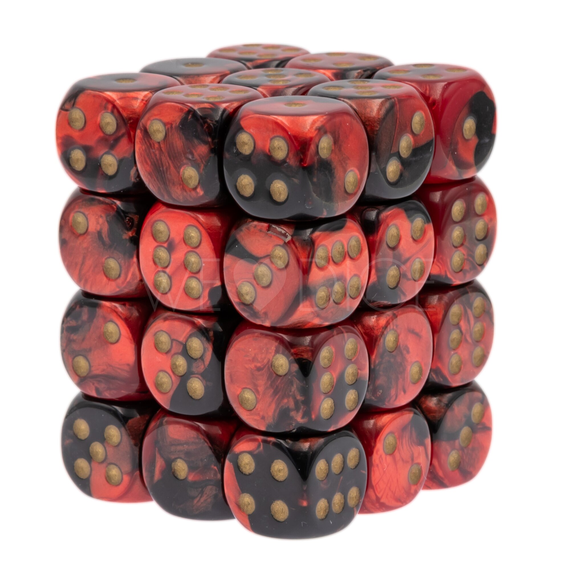 Gemini® Schwarz-Rot / gold 12mm W6 Würfel Set (36 Würfel)