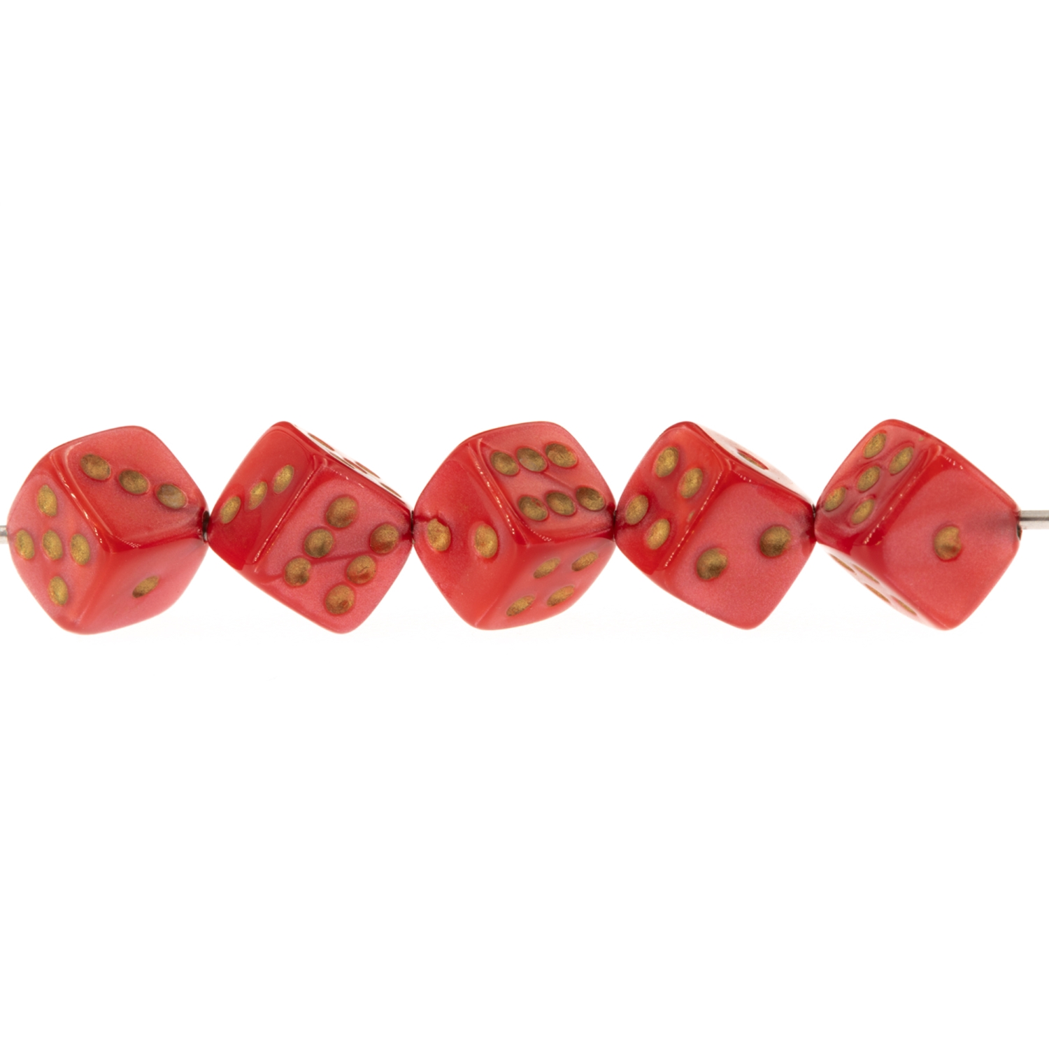  5mm Dice bead - burning rose Silk, in