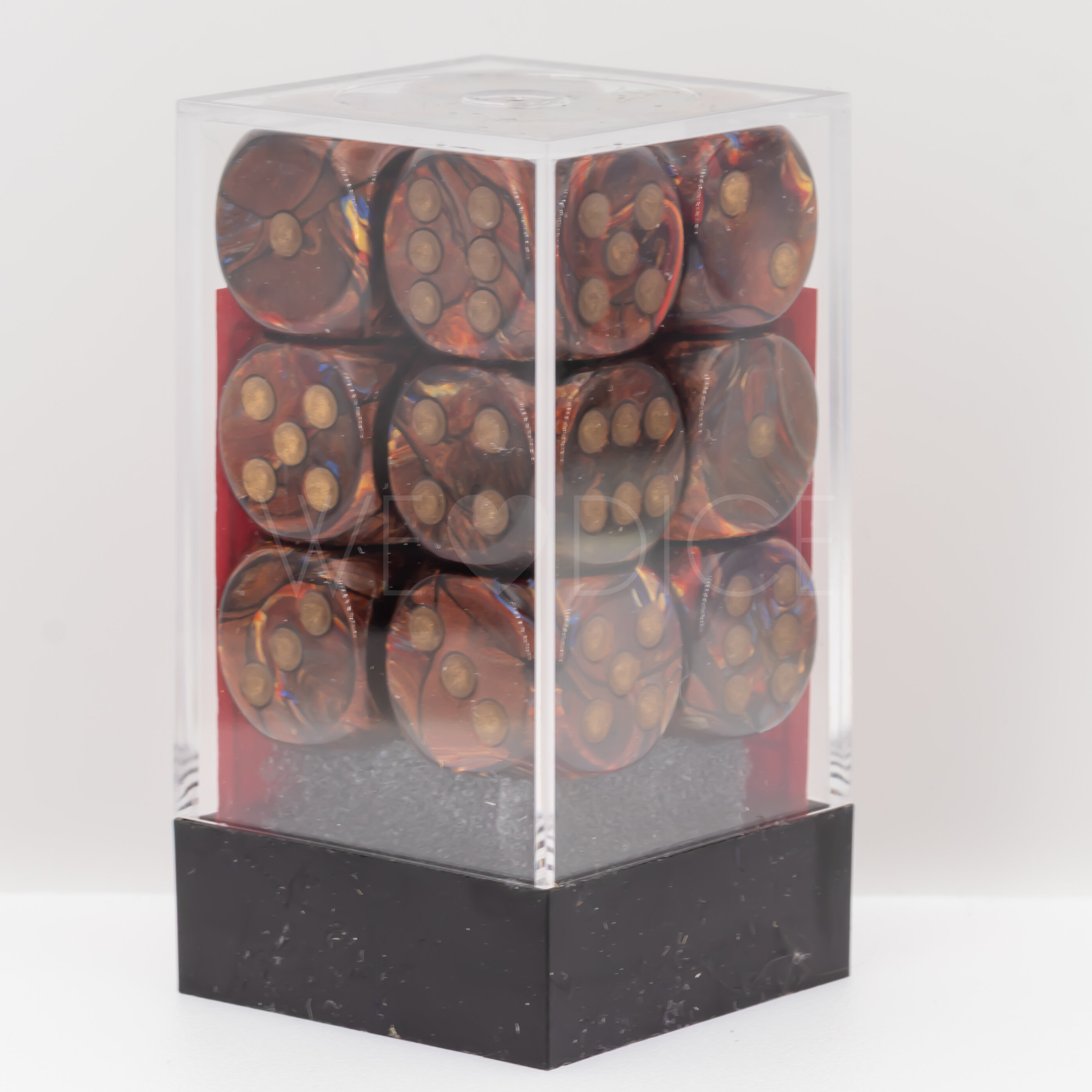 Scarab® Blue Blood / Gold 16mm W6 Würfel Set (12 Würfel)