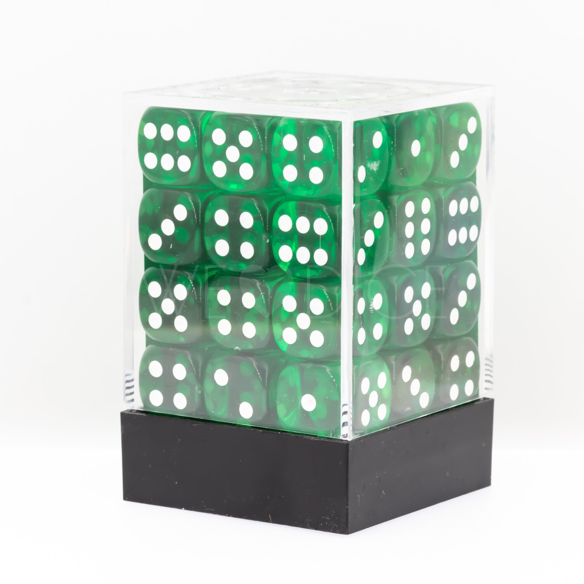 Transparent Grün / weiß 12mm W6 Würfel Set (36 Würfel)