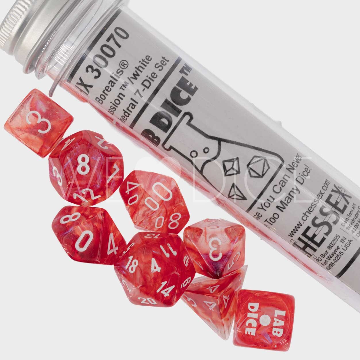 PRE ORDER LabDice Borealis®, Luminary™ Passion™ / white  Set 8 Stück