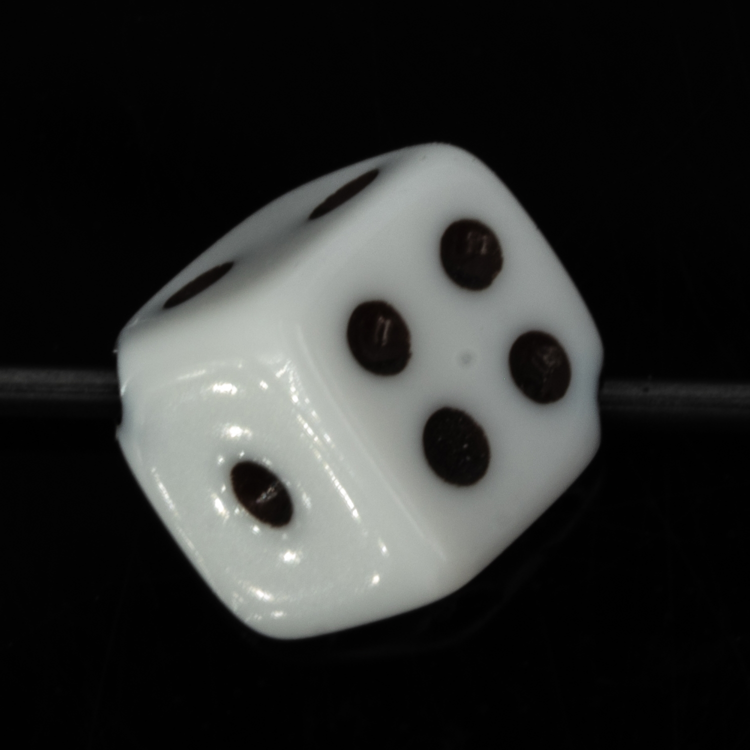  5mm Dice bead - ivory  / black Opaque, in