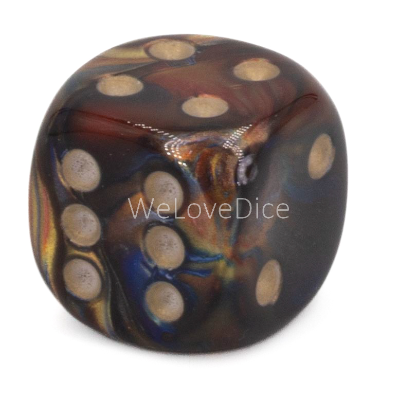 16mm  D6 Dice in brown gold / gold Marbled