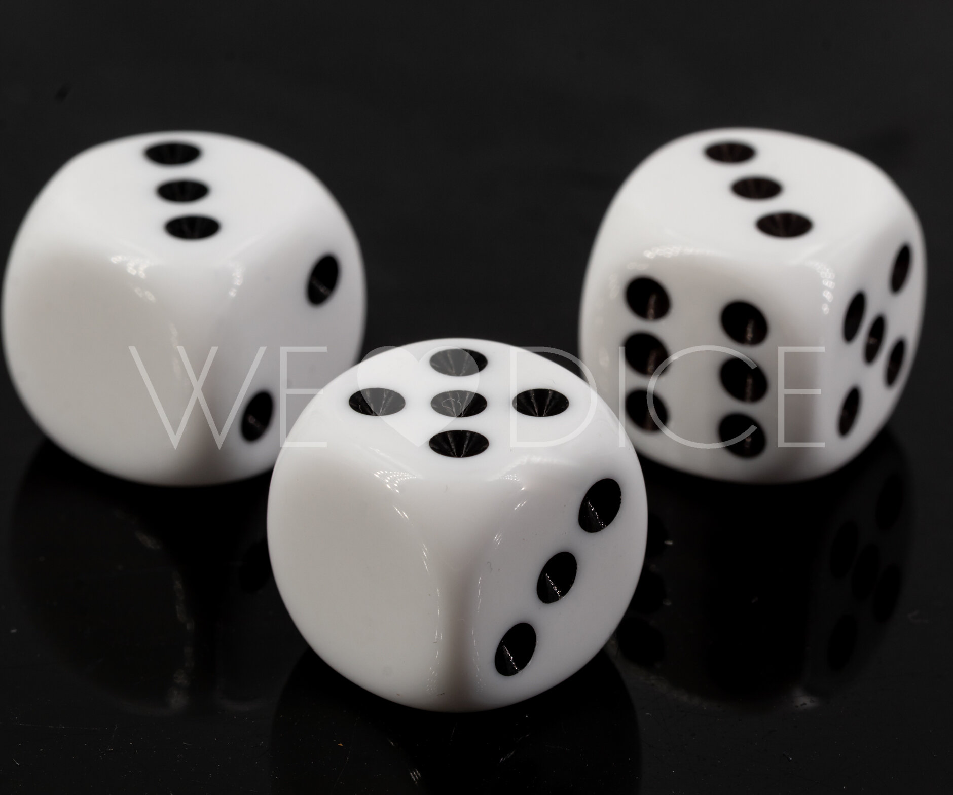 16mm Dice in white / black Opaque no "6"