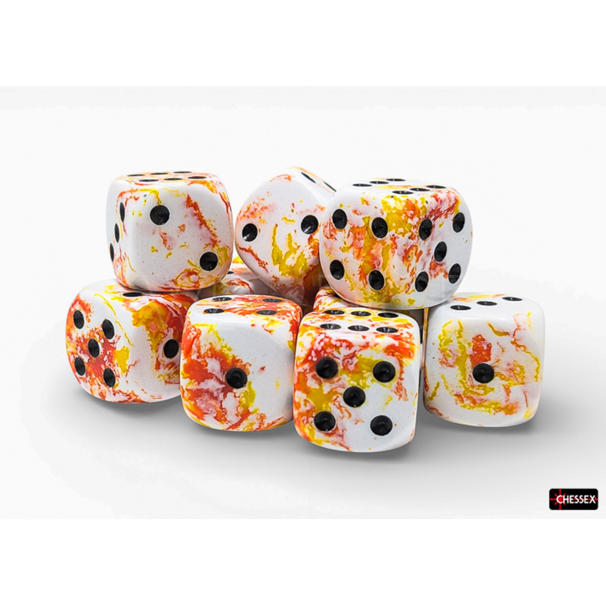 Brush™ Sunrise™ / black 16mm W6 Würfel Set (12 Würfel)