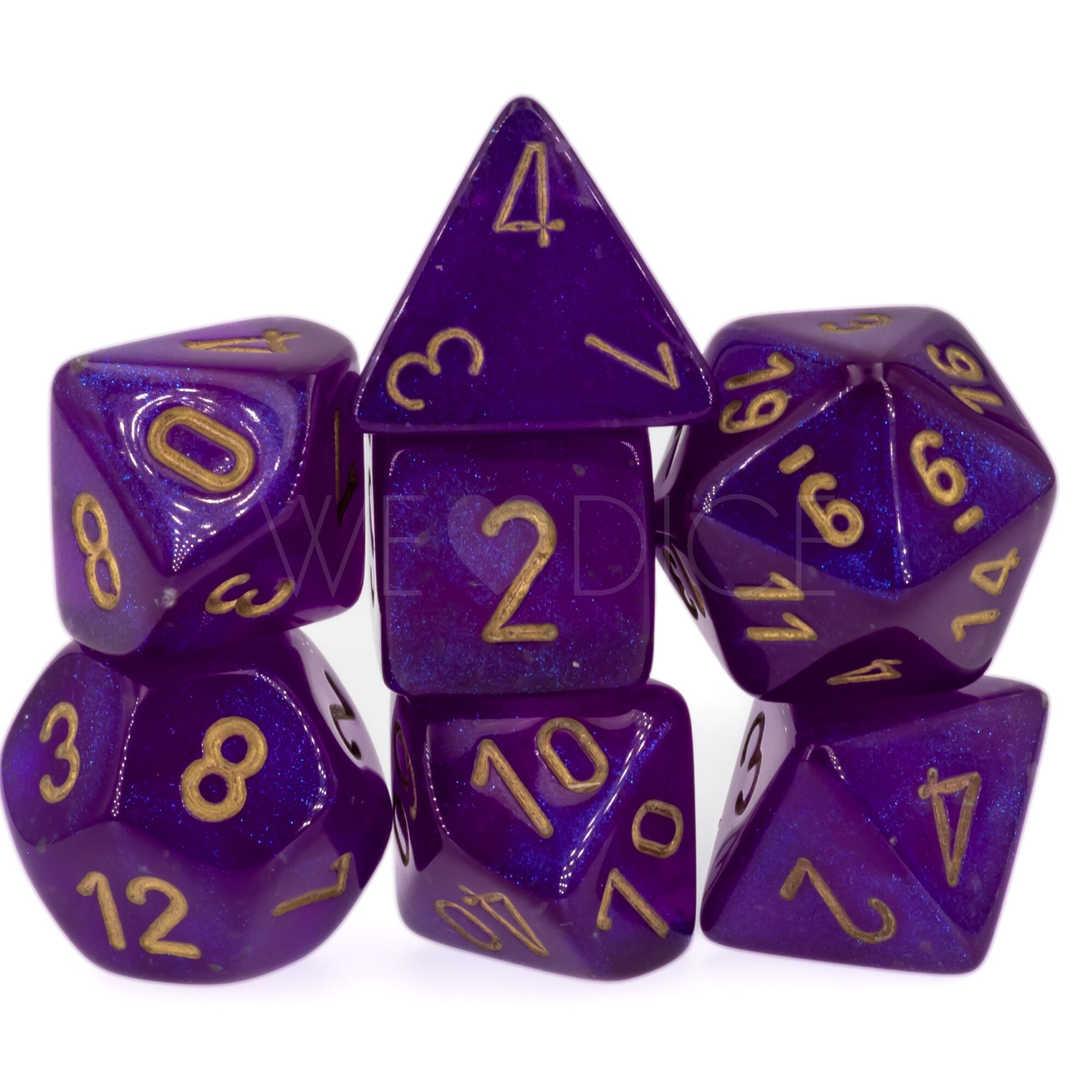 Borealis® Polyhedral Königsviolett / Gold 7-Würfel Set