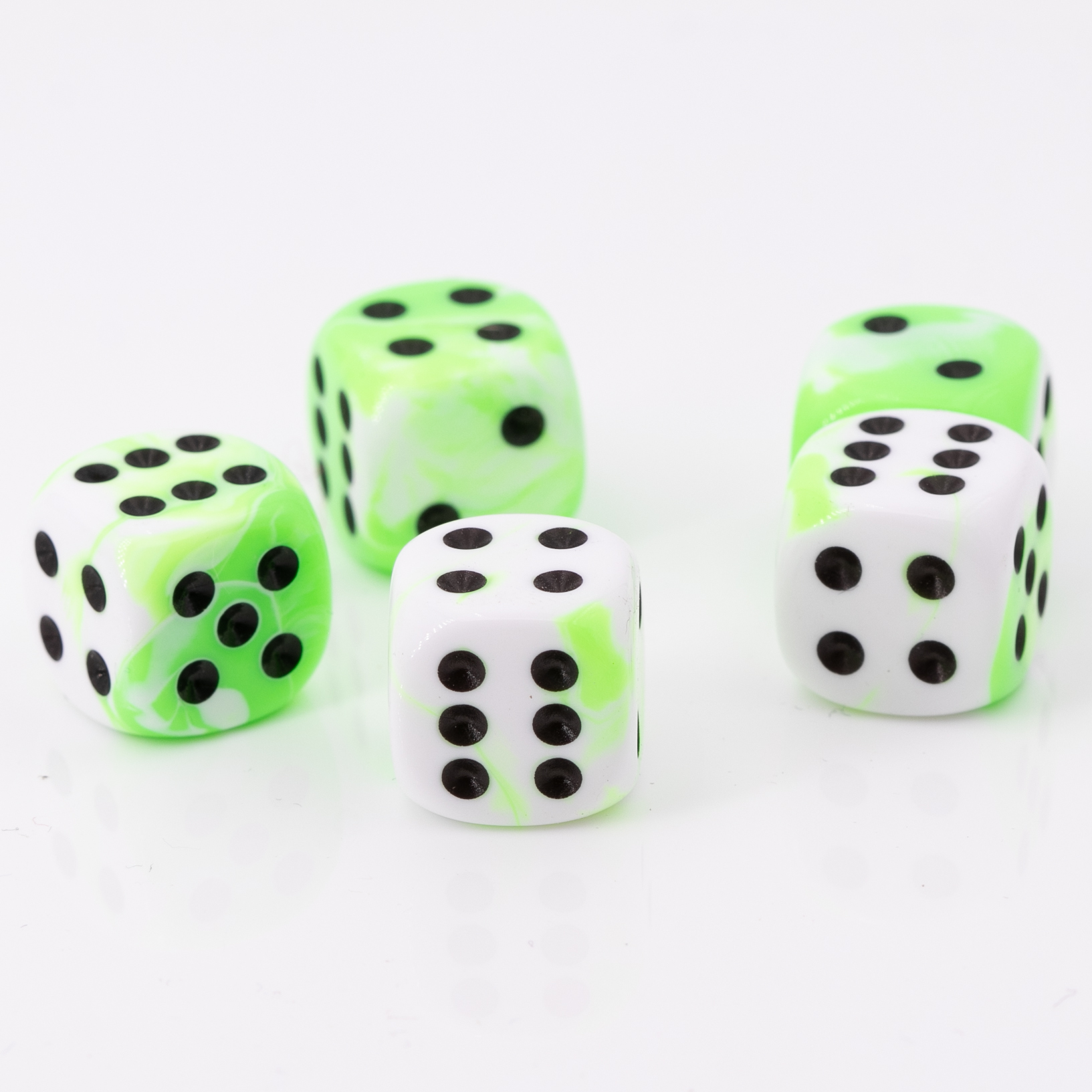 16mm  D6 Dice in neon green / black