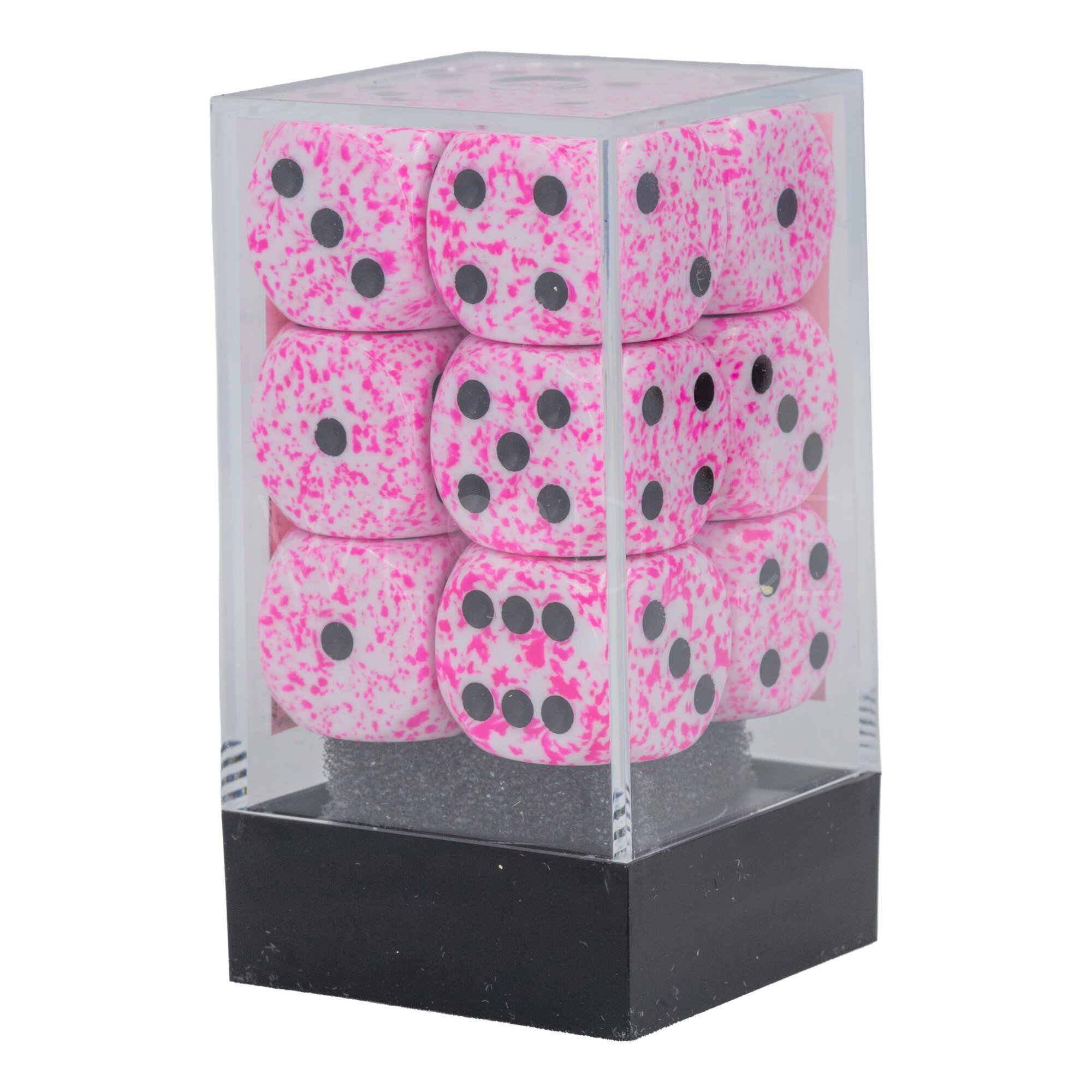 Speckled® Pink / black 16mm W6 Würfel Set (12 Würfel)
