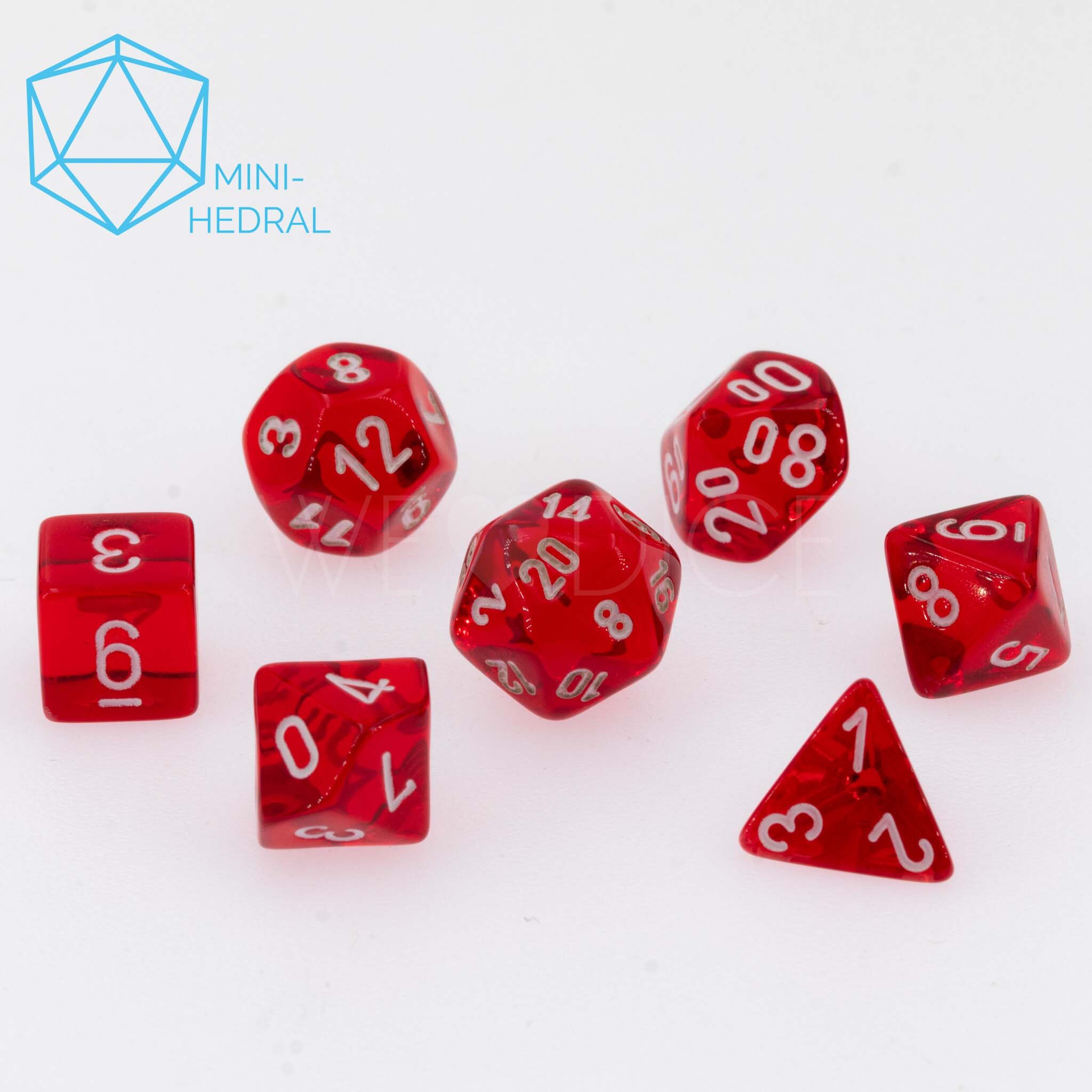 Mini-hedral Transparent Polyhedral Rot / weiß 7-Würfel Set